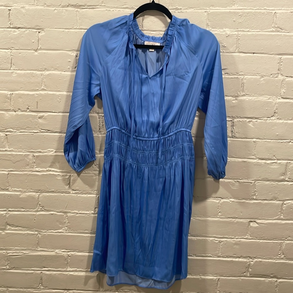 Light Blue Mini Dress with Ruffle Detail from the Loft!